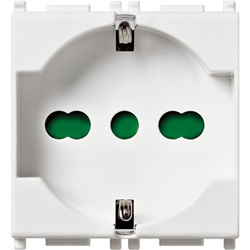 Presa 2P+T 16A universale antibatterico bianco 2 moduli standard italiano