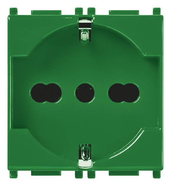 Presa 2P+T 16A univ. antibatterico verde Plana 