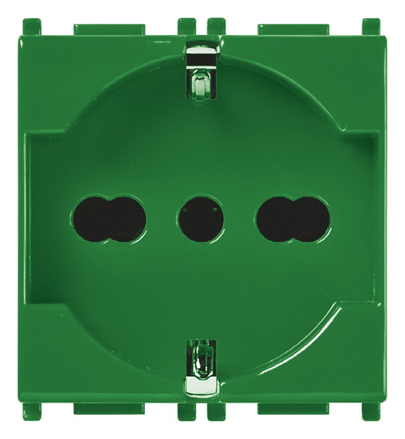 Presa 2P+T 16A universale antibatterica verde 2 moduli standard italiano