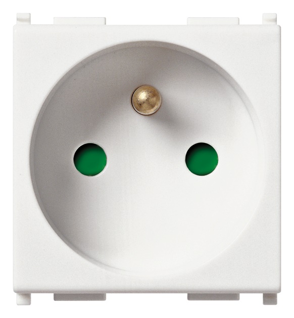 Presa SICURY 2P+T 16A 250V standard francese bianco 2 moduli