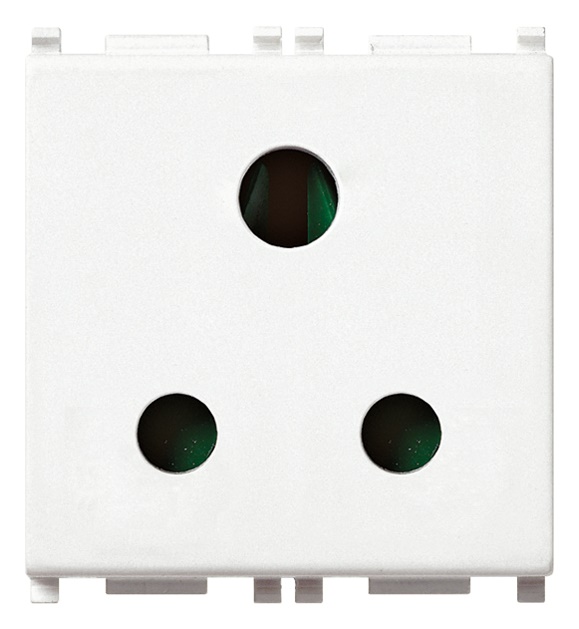 Presa SICURY 2P+T 5A 250V standard inglese bianco 2 moduli