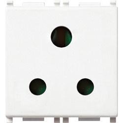 Presa SICURY 2P+T 5A 250V standard inglese bianco 2 moduli