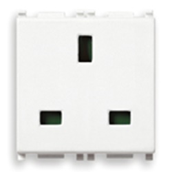 Presa elettrica 2P+T 13A 250V standard inglese bianco 2 moduli