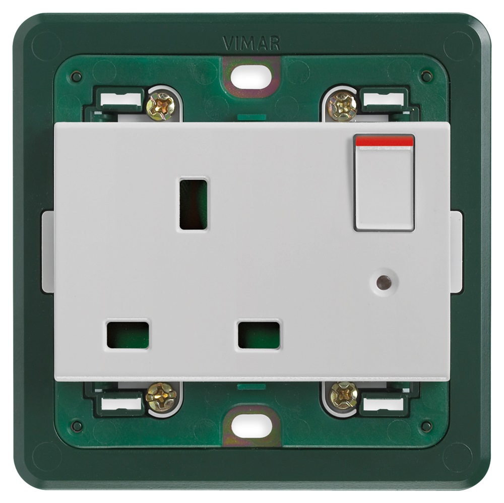Presa 2P+T 13A inglese interr. Silver Plana 