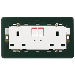 Prese elettriche 2P+T 13A 250V con interruttori doppia linea supporto BS bianco