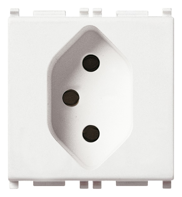 Presa 2P+T 10A 250V standard svizzero tipo 13 bianco 2 moduli