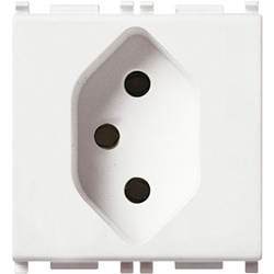 Presa 2P+T 10A 250V standard svizzero tipo 13 bianco 2 moduli