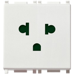 Presa SICURY 2P+T 16A 250V polarizzata bianca standard USA+EU 2 moduli