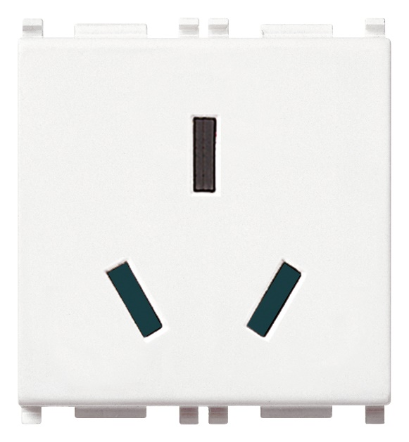 Presa SICURY 2P+T 16A 250V standard cinese bianco 2 moduli