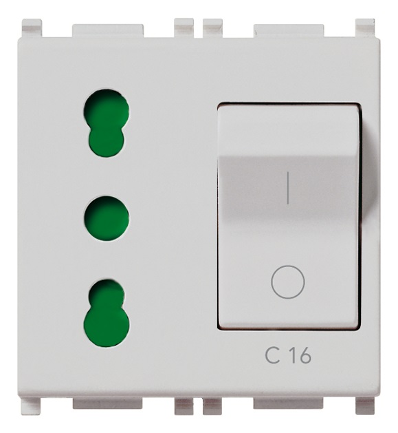 Presa 2P+T 16A P17/11 intb+MT C16 Silver Plana