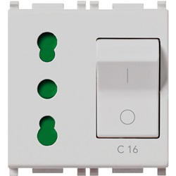 Presa 2P+T 16A P17/11 intb+MT C16 Silver Plana