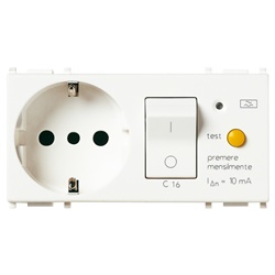 Presa elettrica 2P+T 16A tipo P30 interbloccata con magnetotermico differenziale C16 bianca per uso domestico e industriale