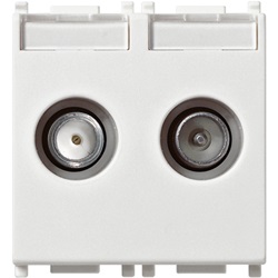 Presa TV-RD-SAT passante 2 uscite bianco Plana 