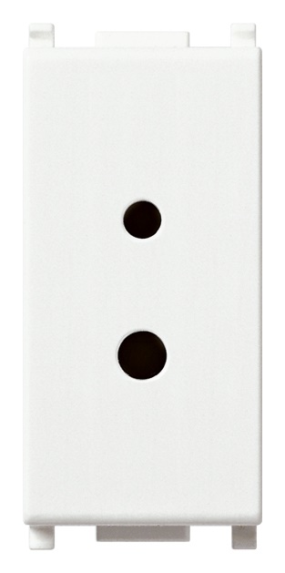 Presa polarizzata 2P 6A 24V SELV bianco per impianti Hi-Fi filodiffusione