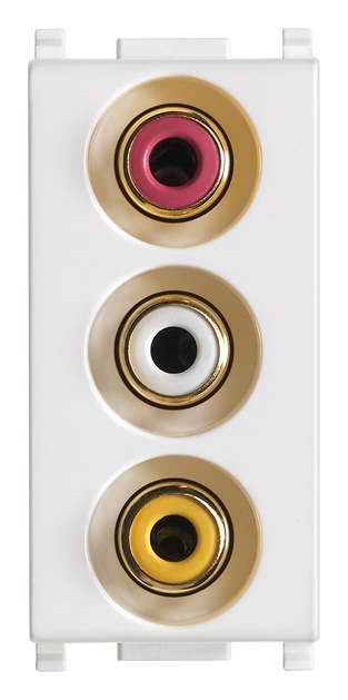 Presa 3 connettori RCA bianco morsetti a vite installazione audio video