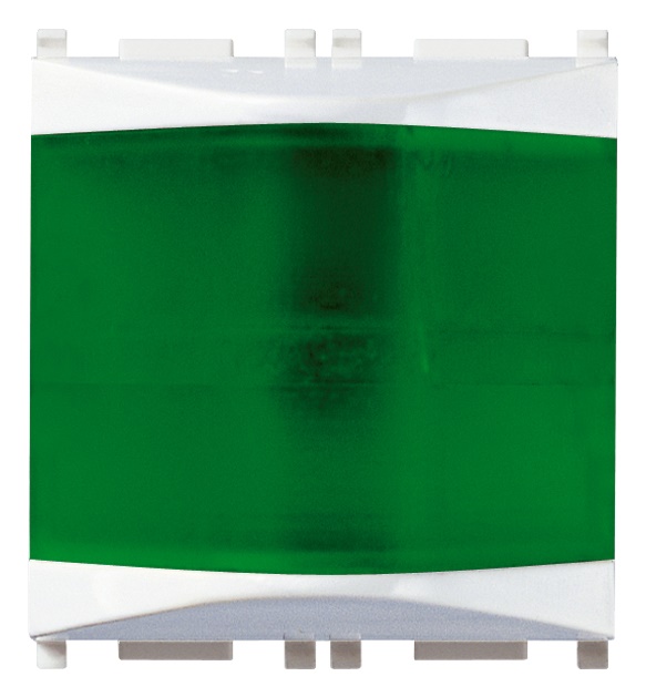 Spia prismatica 230V 3W diffusore verde bianco 2 moduli senza lampada per lampade 14770-14777