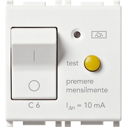 Interruttore magnetotermico differenziale 1P+N C6 10mA 120-230V bianco 2 moduli