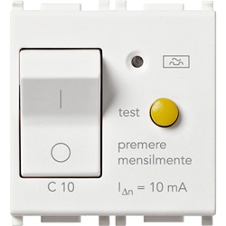 Interruttore magnetotermico differenziale 1P+N C10 10mA 2 moduli bianco per protezione impianti elettrici domestici