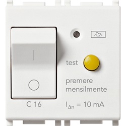 Interruttore magnetotermico differenziale 1P+N C16 10mA 2 moduli bianco per impianti elettrici residenziali