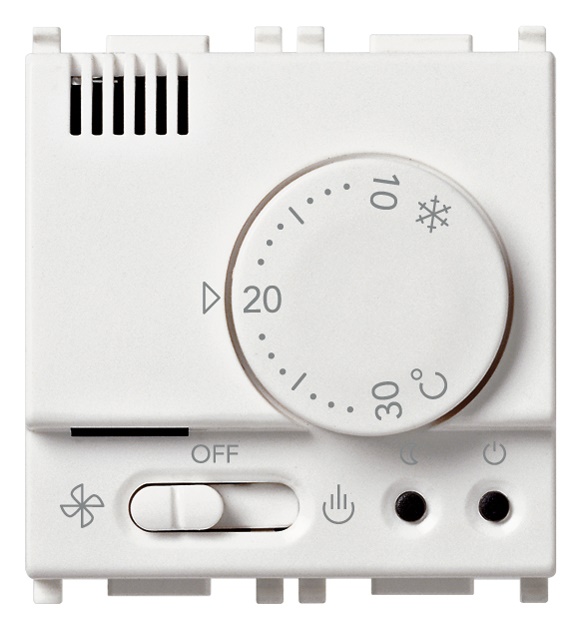 Termostato elettronico 230V bianco controllo temperatura ambiente riscaldamento condizionamento 2 moduli