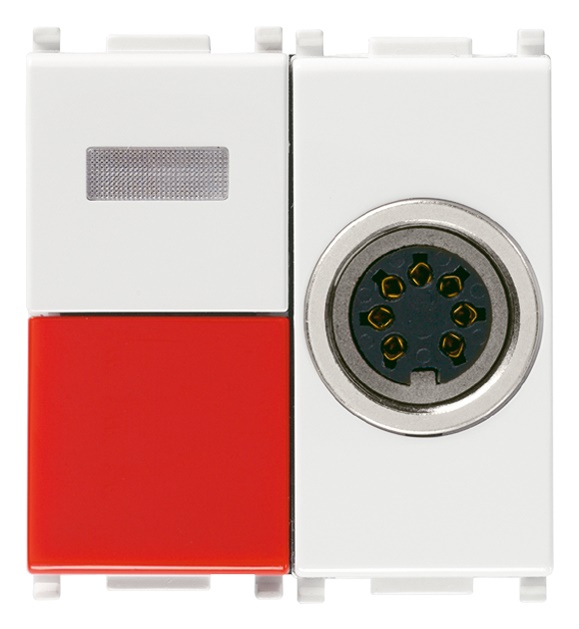 Pulsante chiamata Call-way con presa DIN 7 poli spia rossa 2 moduli bianco