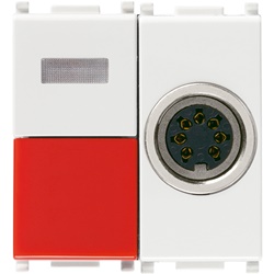 Pulsante chiamata Call-way con presa DIN 7 poli spia rossa 2 moduli bianco