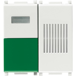 Pulsante annullamento antibatterico con buzzer segnalatore acustico e spia verde 2 moduli bianco