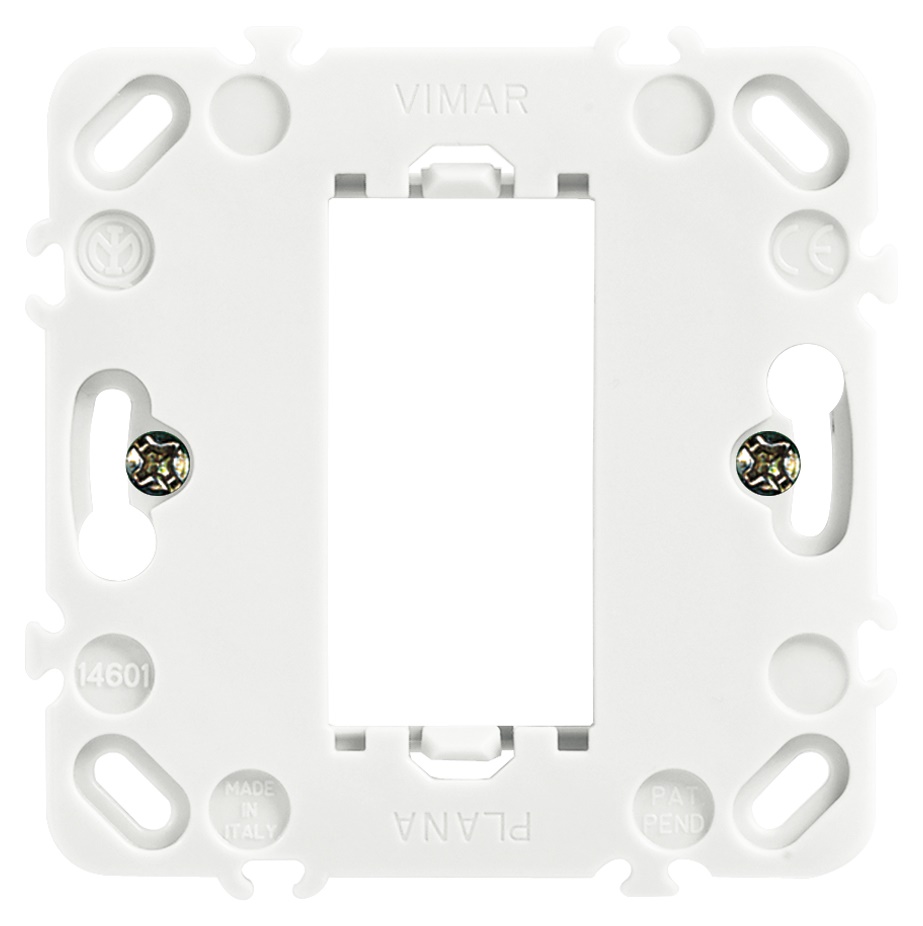 Supporto 1 modulo con griffe per scatole da incasso ø 60 mm grigio