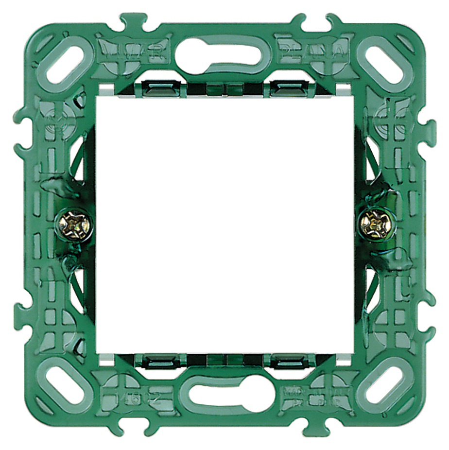 Supporto 2 moduli con griffe per scatole incasso ø 60 mm interasse 71 mm