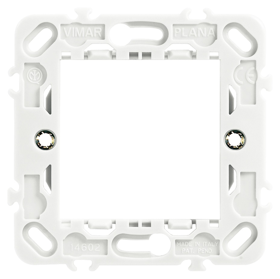 Supporto 2 moduli con griffe per scatole incasso ø60 mm interasse 71 mm grigio