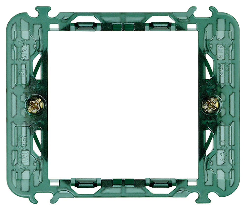 Supporto 2 moduli con griffe per scatole incasso ø60 mm interasse 57 mm