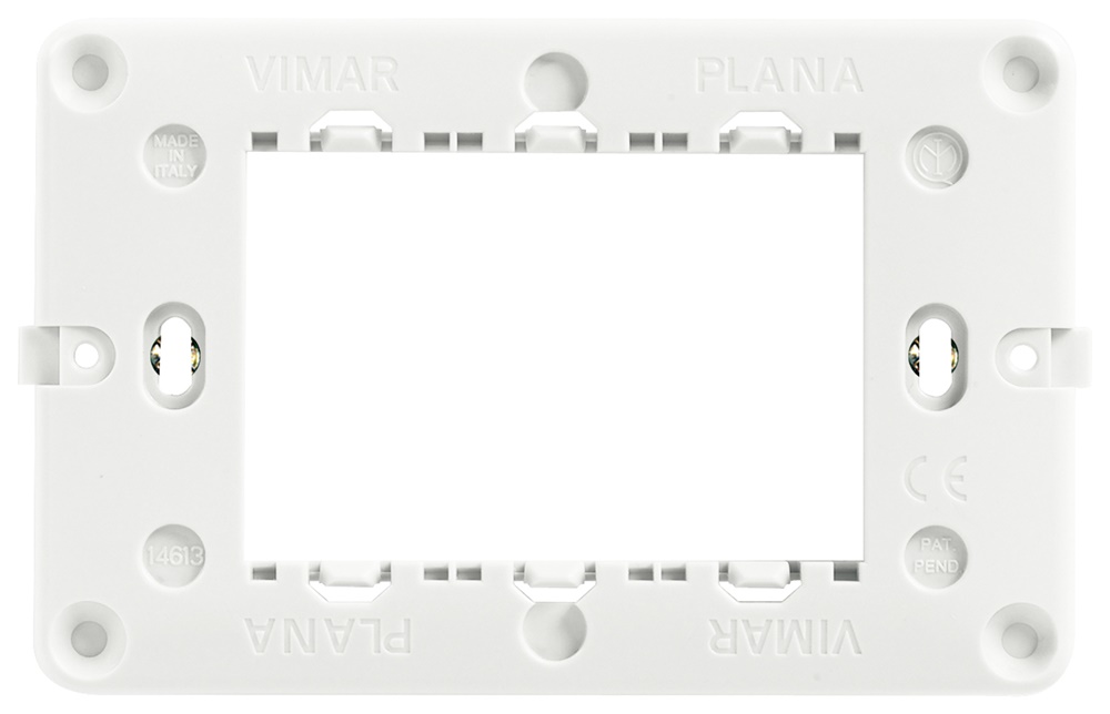 Supporto 3 moduli grigio con viti per scatole elettriche montaggio standard