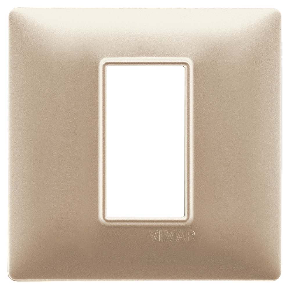 Placca 1 modulo tecnopolimero champagne opaco per installazioni elettriche