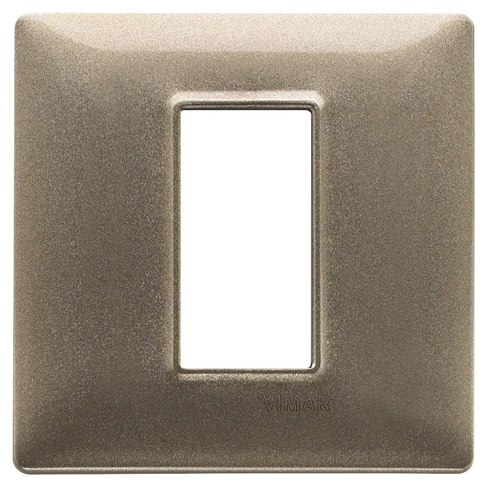 Placca 1 modulo metallo bronzo metallizzato per installazioni elettriche
