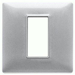 Placca 1 modulo metallo argento metallizzato per installazioni elettriche