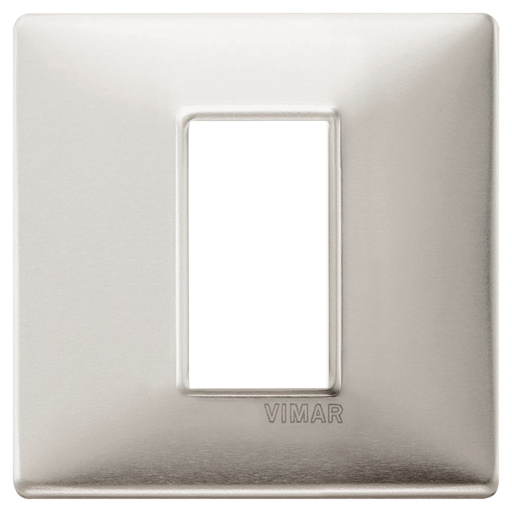 Placca 1 modulo alluminio spazzolato metallo per installazioni elettriche