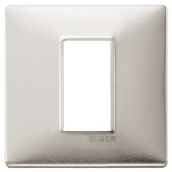 Placca 1 modulo alluminio spazzolato metallo per installazioni elettriche