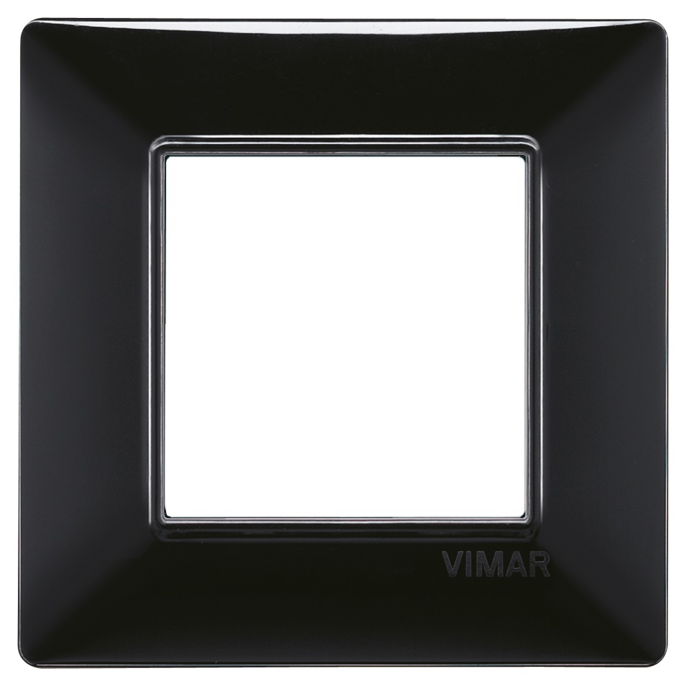 Placca 2 moduli tecnopolimero colore nero per installazioni elettriche