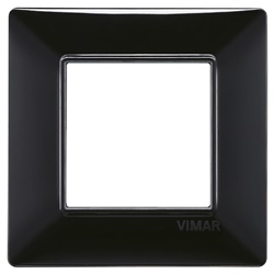 Placca 2 moduli tecnopolimero colore nero per installazioni elettriche