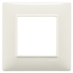 Placca 2 moduli tecnopolimero bianco granito per impianti elettrici
