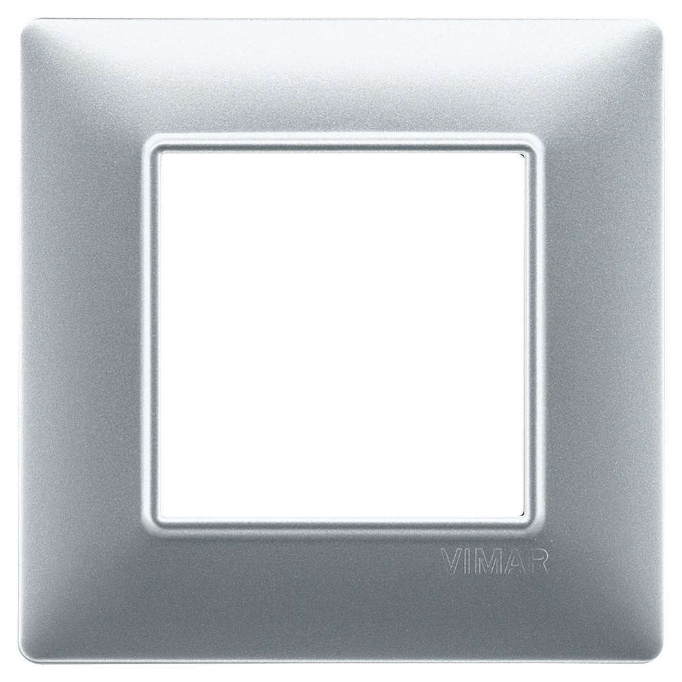 Placca 2 moduli tecnopolimero argento opaco per impianti elettrici