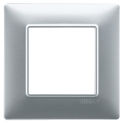 Placca 2 moduli tecnopolimero argento opaco per impianti elettrici