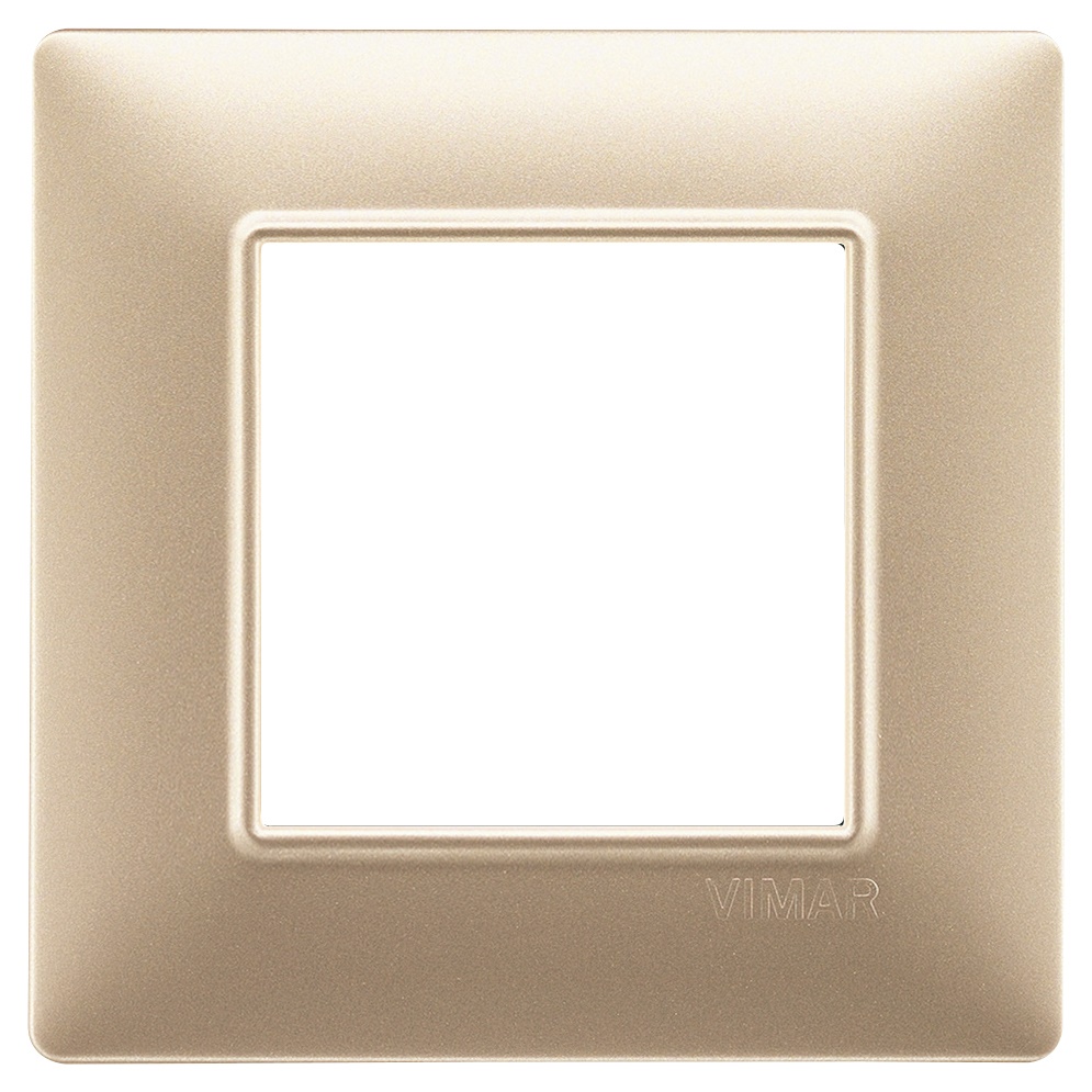 Placca 2 moduli tecnopolimero champagne opaco per installazioni elettriche