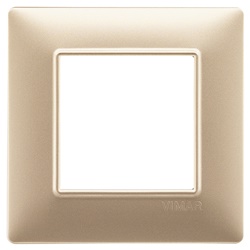 Placca 2 moduli tecnopolimero champagne opaco per installazioni elettriche