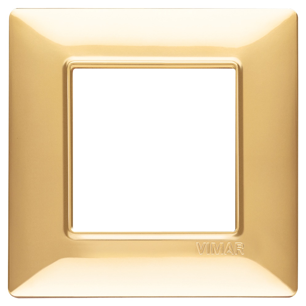 Placca 2 moduli tecnopolimero oro lucido per installazioni elettriche