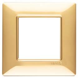 Placca 2 moduli tecnopolimero oro lucido per installazioni elettriche