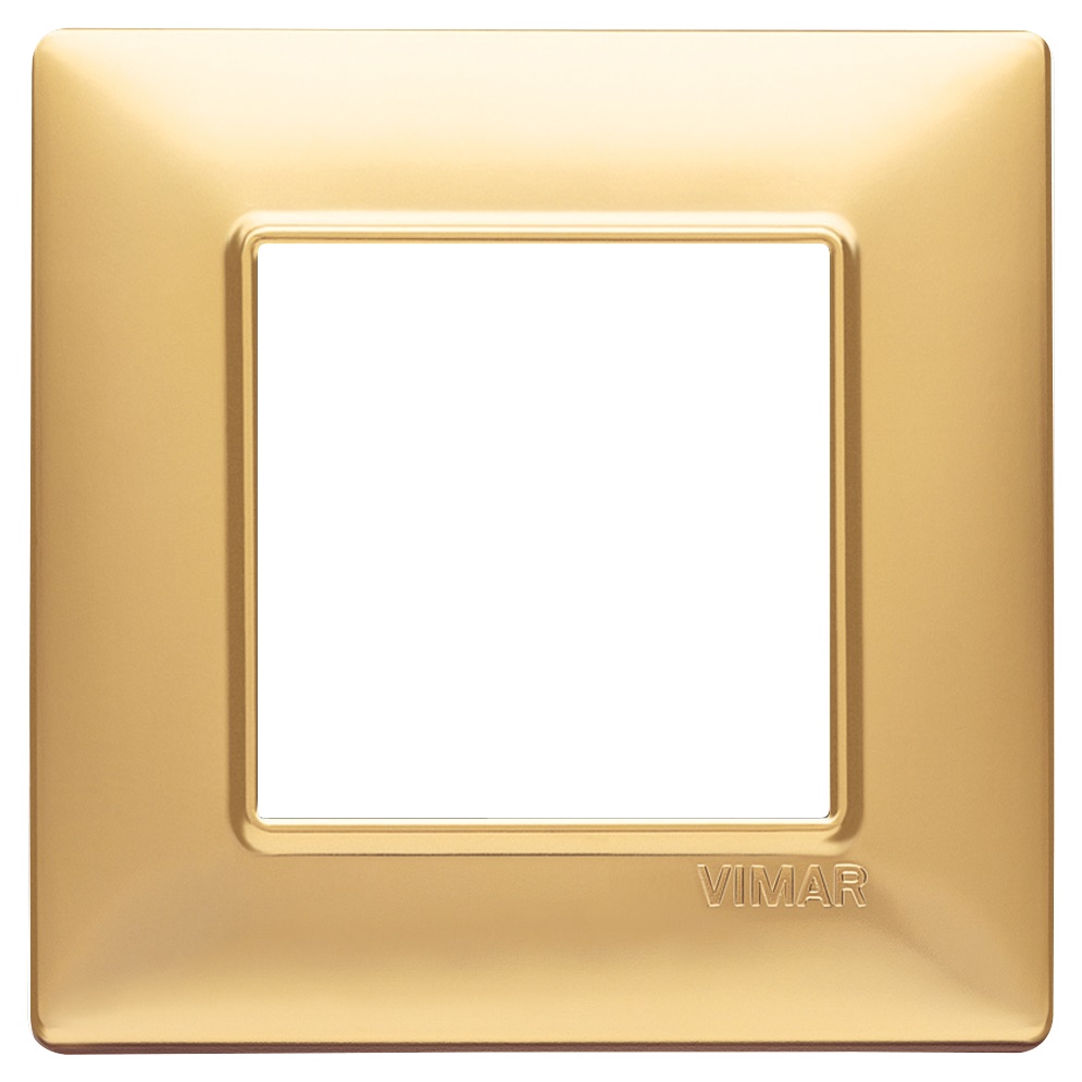 Placca 2 moduli tecnopolimero oro opaco per installazioni elettriche