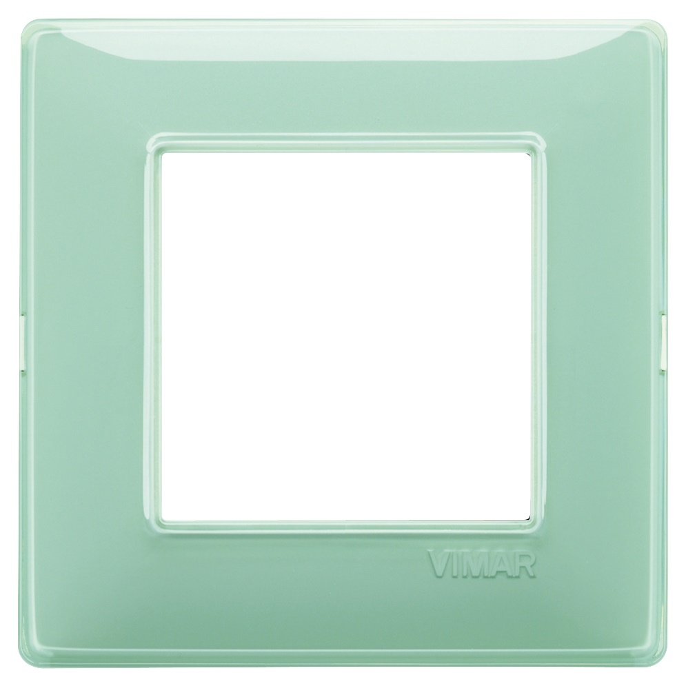 Placca 2 moduli tecnopolimero colore menta per installazioni elettriche interne