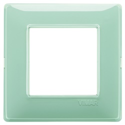 Placca 2 moduli tecnopolimero colore menta per installazioni elettriche interne
