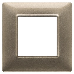 Placca 2 moduli bronzo metallizzato metallo per installazioni elettriche